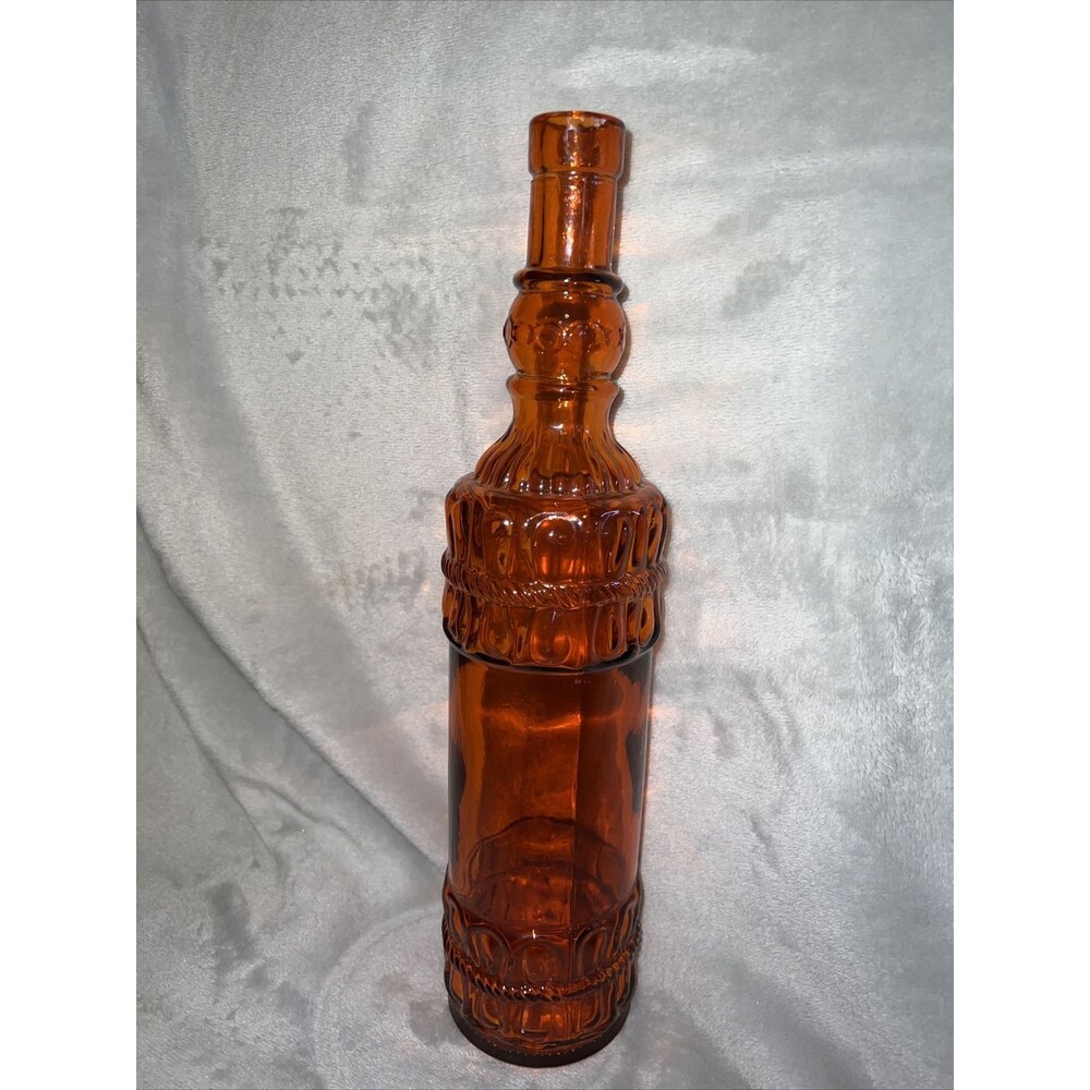 Orange Amber Recycled Art Glass Decorative Bottle Vase San Miguel Spain ☀️